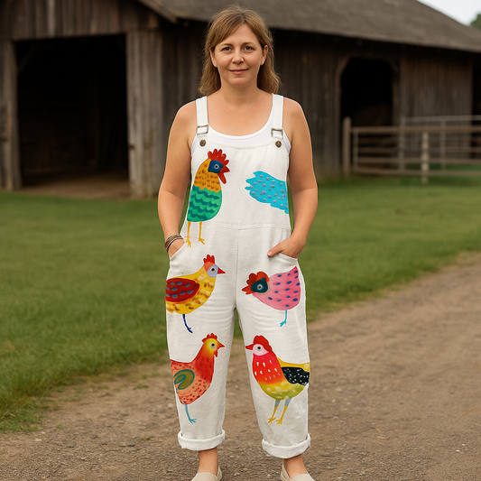 Yoruichi™ - Vintage-inspirerad overall med kycklingmotiv