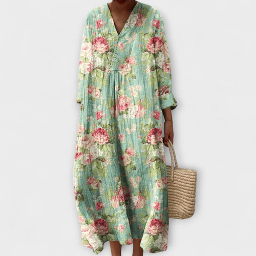 Anneliese™  – Blommig mönstrad klänning