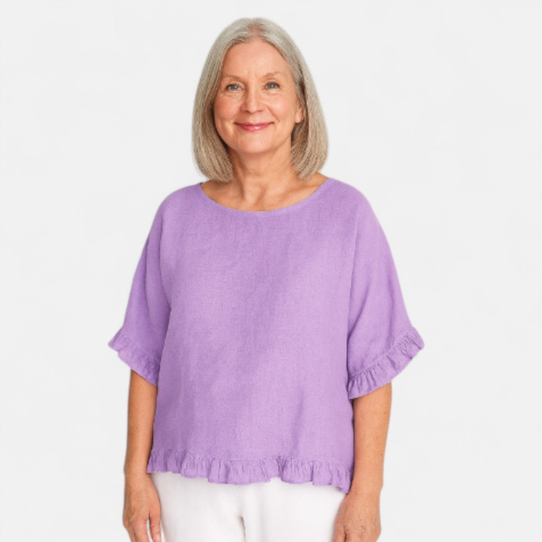 Astrid™ – Blus med avslappnad passform och volanger